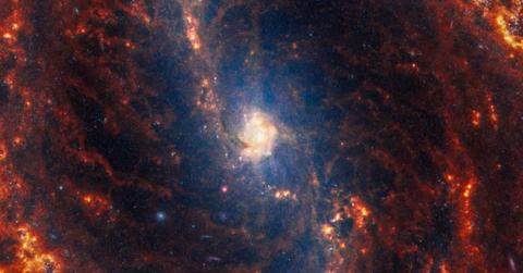 NGC 4535 is 50 million light-years away in the constellation Virgo. (Cover Image Source: NASA, ESA, CSA, STScI, J. Lee (STScI), T. Williams (Oxford), PHANGS Team)