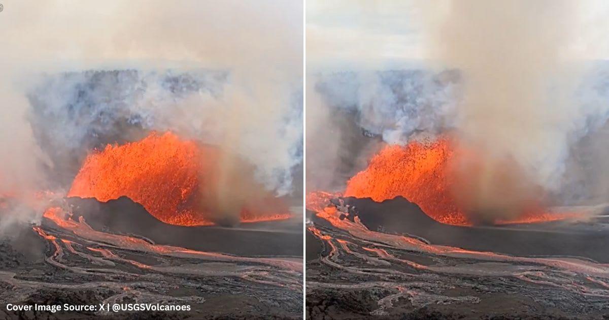 Screenshots of a 'volnado' at Kīlauea, Hawaii. (Cover Image Source: X | @USGSVolcanoes)