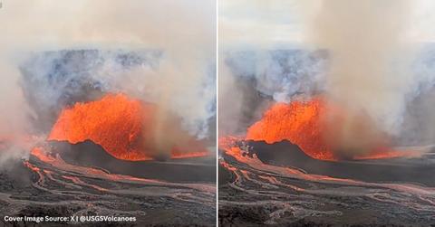 Screenshots of a 'volnado' at Kīlauea, Hawaii. (Cover Image Source: X | @USGSVolcanoes)