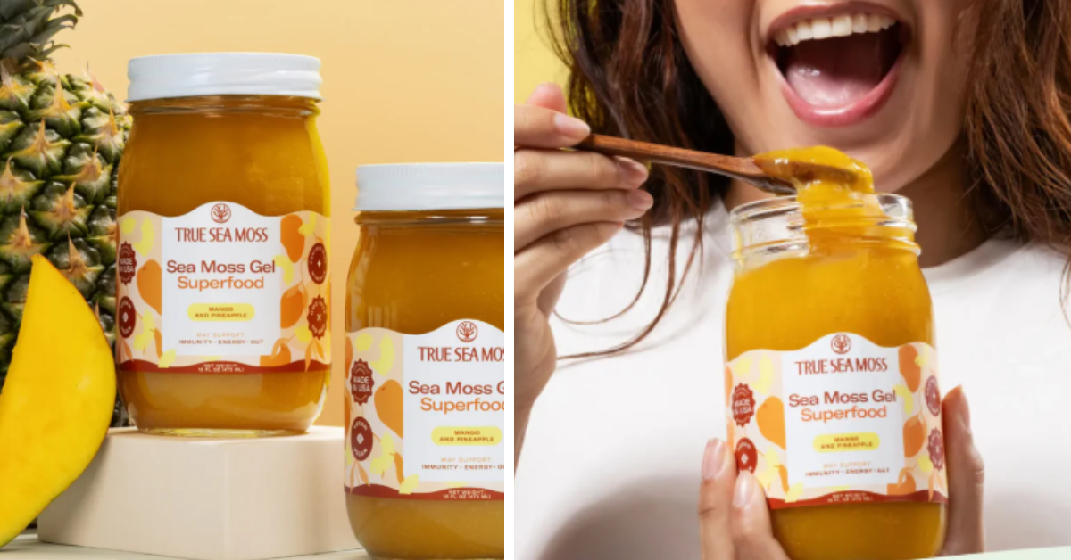 True Sea Moss Gel advertisements featuring the product