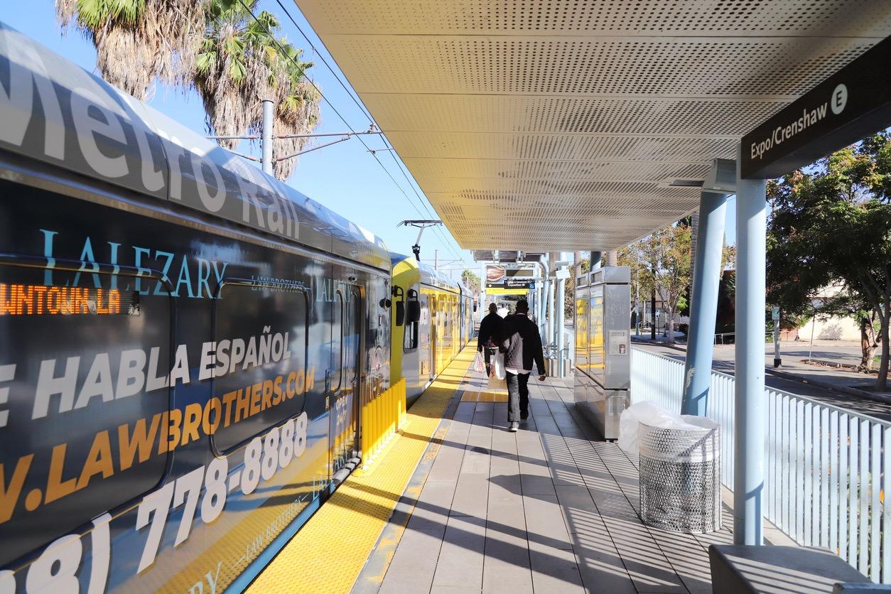 Metro platform in Los Angeles, California.