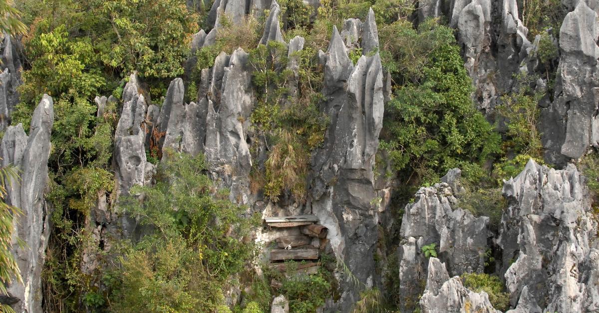 Coffins hanging on the mountains of Sagada, Philippines. 