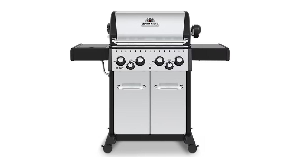 Broil King stainless steel grill with black accents