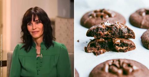 (L) Courtney Cox in an interview with CBS Sunday Morning. (Cover Image Source: YouTube | @CBSSundayMorning) | (R) Crispy and gooey chocolate chip cookie. (Representative Cover Image Source: Pexels | Razane Adra)
