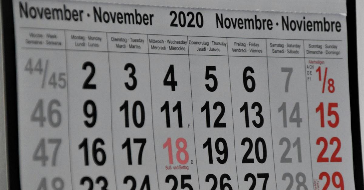 A calendar from November 2020 shows 11/11