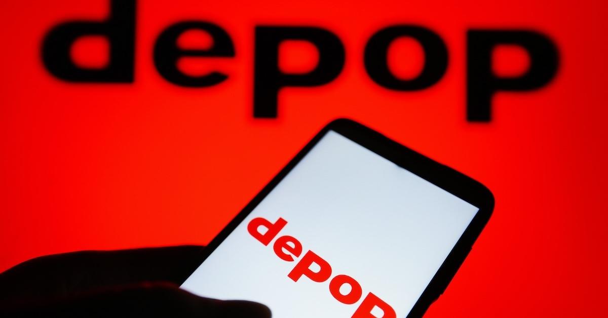 In this photo illustration, the Depop logo is seen on a smartphone