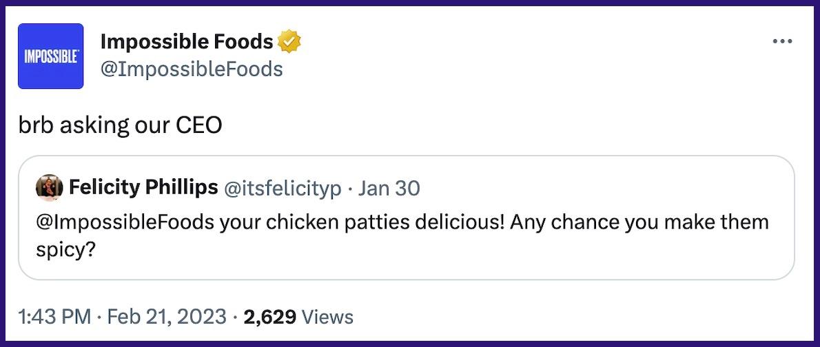 Impossible Foods Tweet