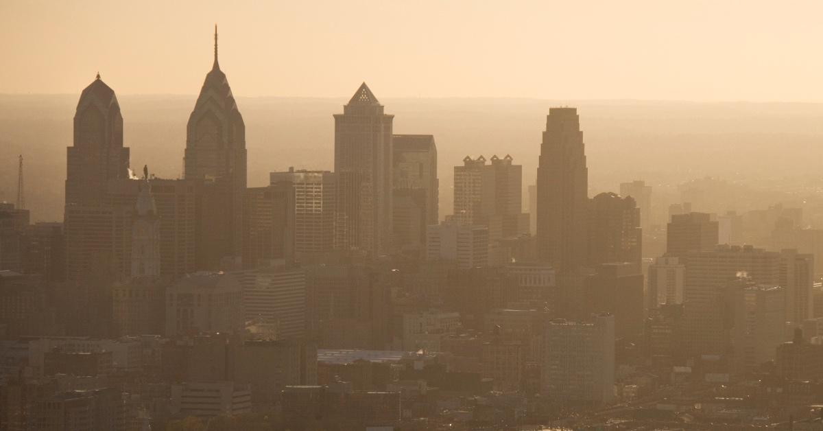 Hazy Philadelphia skyline