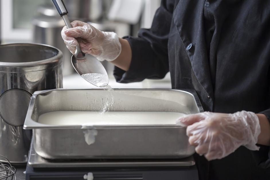 Stevia being mixed into ice cream stock photo. 