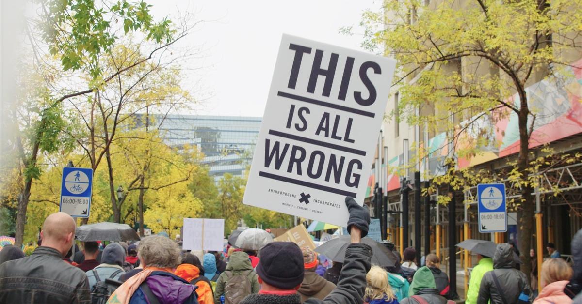 Youth protest in 'Global Warning.'