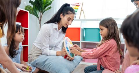 teacher with students in classroom