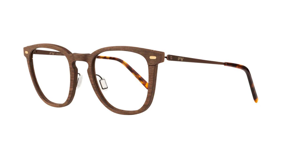 a pair of wood framed glasses