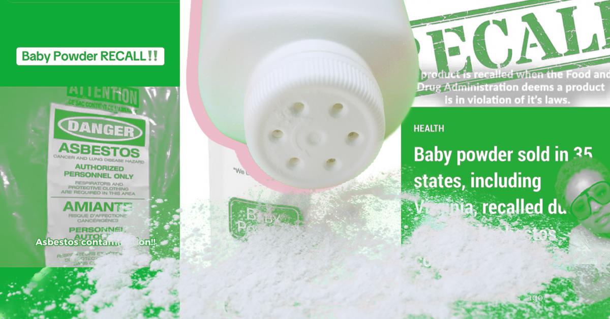 Baby Powder with social media screenshots in the background