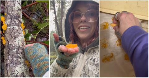 Woman making witches' butter candy