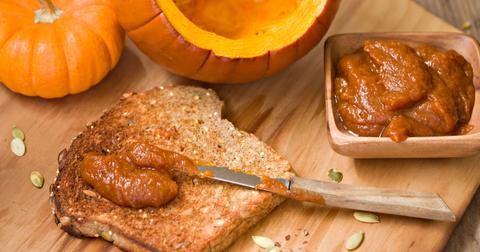 Pumpkin butter spread on toast