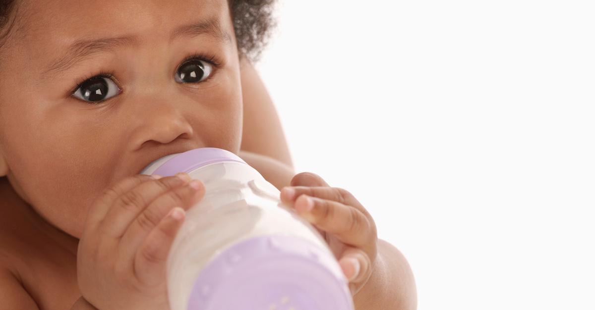 Baby drinking from a bottle