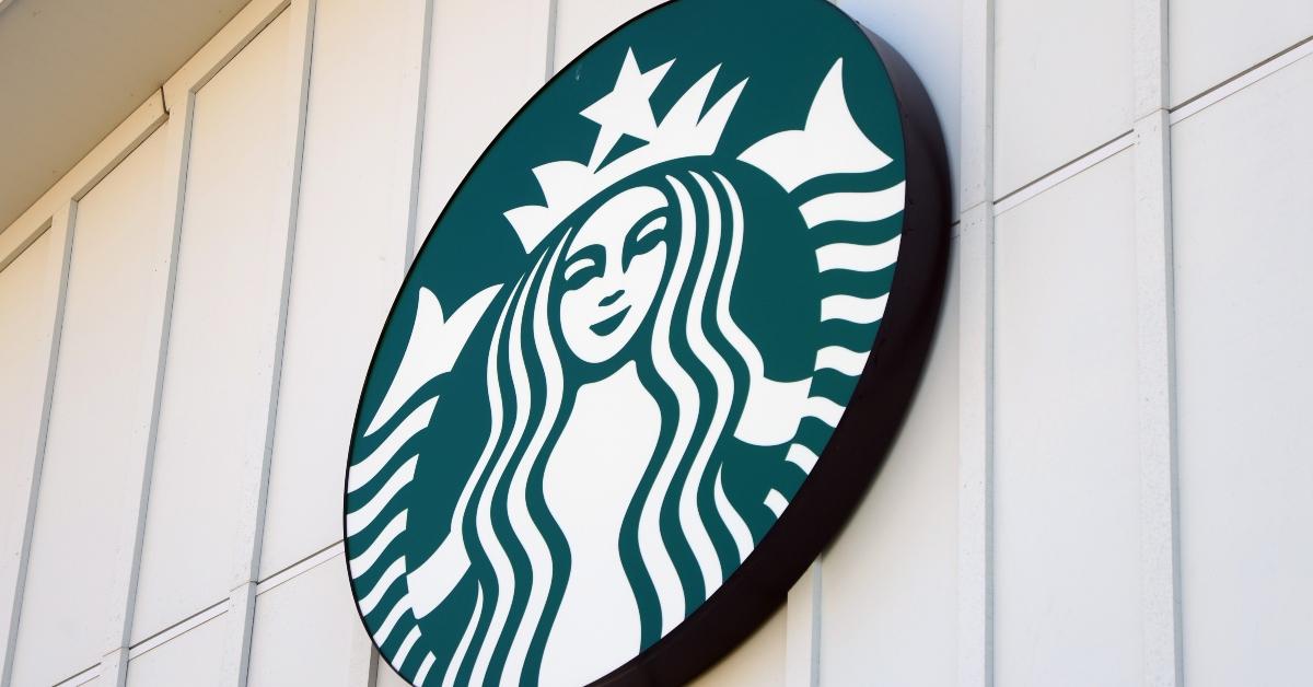 Starbucks logo on the side of a building 