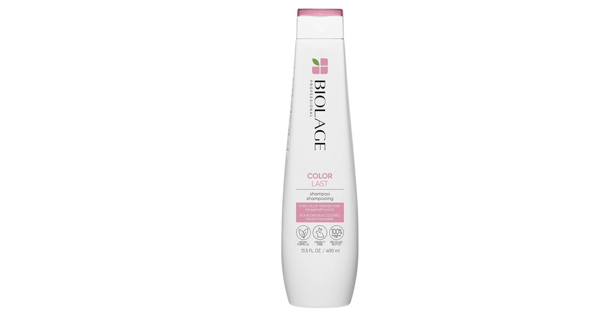 Biolage shampoo in a long white bottle