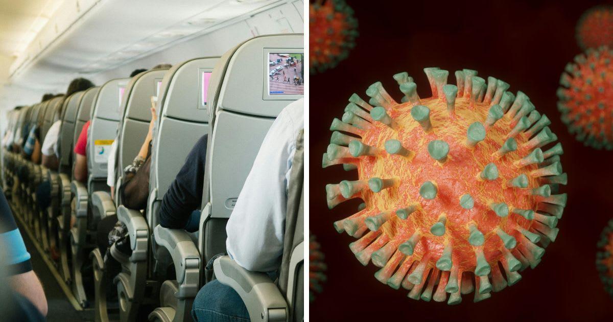 (L) Aisle seating in a flight. (R) Image of a virus. (Representative Cover Image Source: (L) Pexels | Athena Sandrini, (R) Pixabay | BlenderTimer)