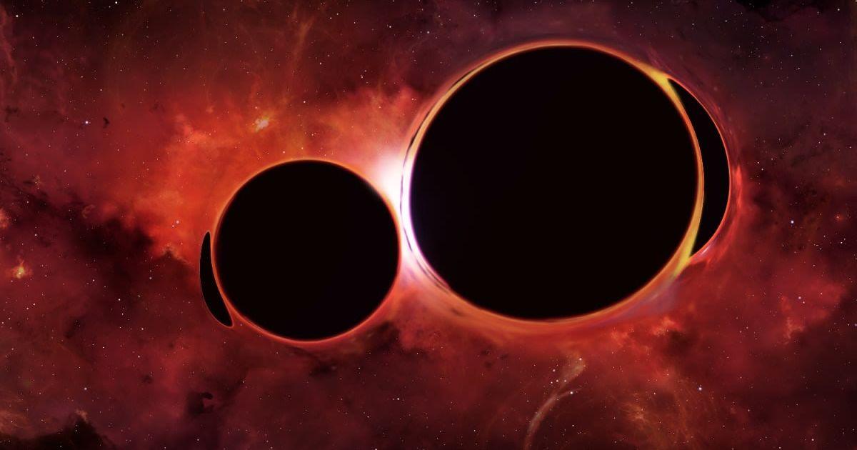 A depiction of black holes merging. (Representative Cover Image Source: Getty Images | Mark Garlick | Science Photo Library)