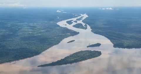 An aerial view of the Congo River.