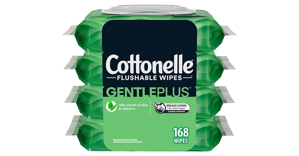 four pack of baby wipes in green packaging