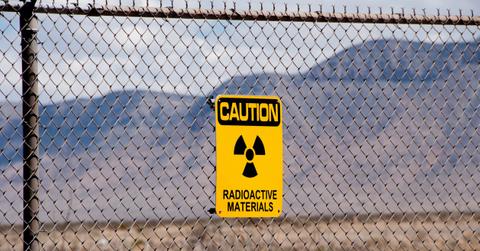 Radioactive materials sign on fence