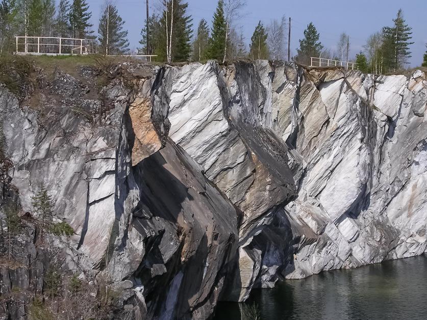 The side of a marble quarry stock photo.