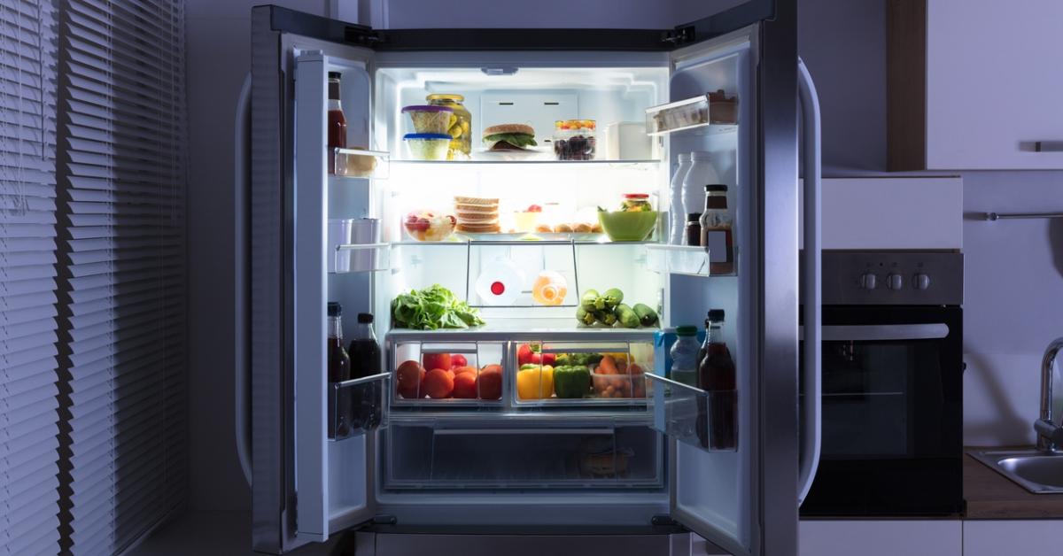 A refrigerator with food. 