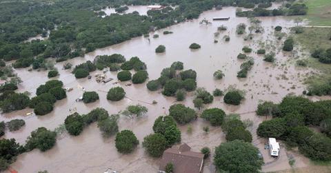 An aerial view of the flooding of the Guadalupe River near Kerrville, Texas, on July 5.