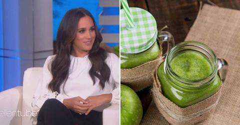 (L) Meghan Markle chatting with Ellen DeGeneres on The Ellen Show. (Cover Image Source: YouTube | @TheEllenShow) | (R) A glass of refreshing green juice. (Representative Cover Image Source: Pexels | Toni Cuenca)
