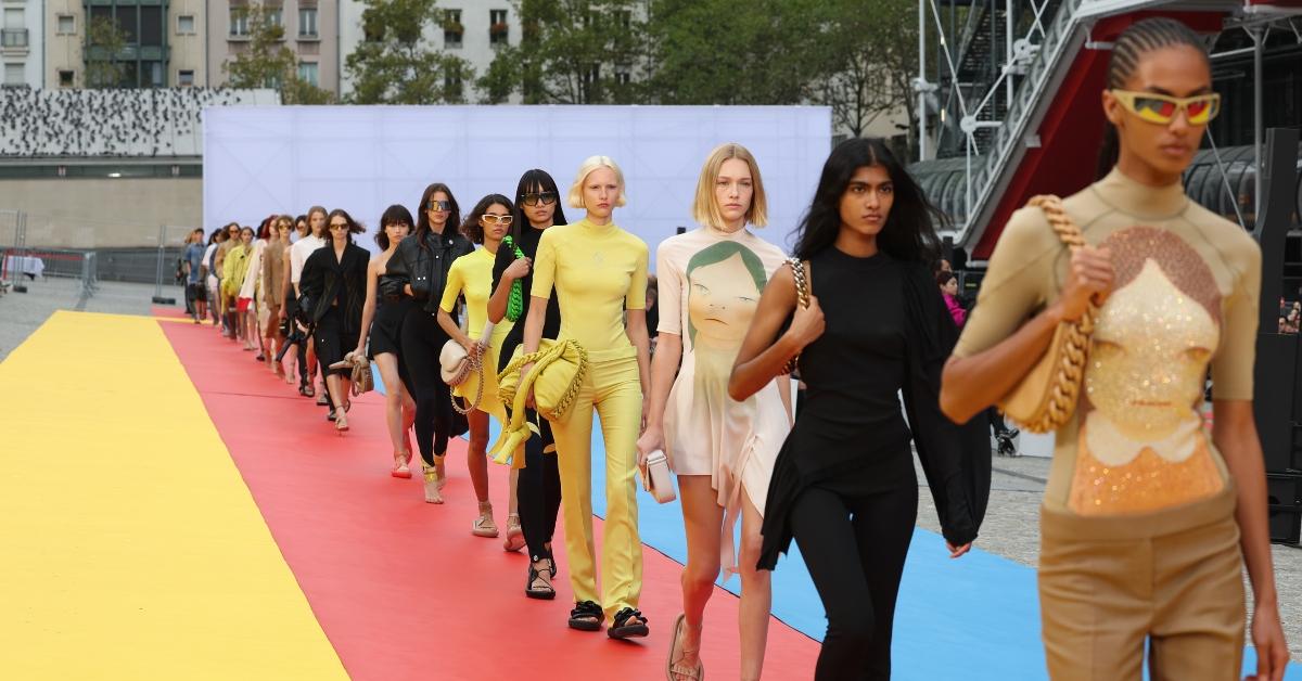 Models wearing the Stella McCartney Womenswear Spring/Summer collection at Paris Fashion Week in October 2022