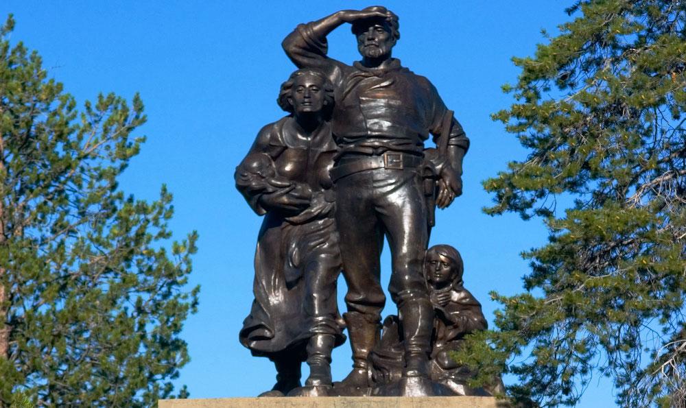 The Donner Party Memorial Statue at Donner Memorial State Park in California