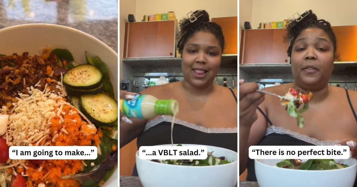 Pop music icon Lizzo shares the recipe for a vegan BLT salad (Cover Image Source: TikTok | @lizzo)