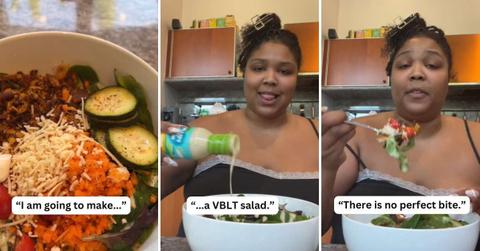 Pop music icon Lizzo shares the recipe for a vegan BLT salad (Cover Image Source: TikTok | @lizzo)