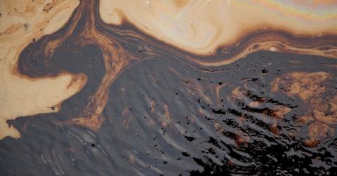 Closeup of oil spill