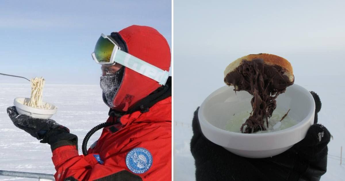 An astrobiologist tries cooking different meals in an outdoor kitchen in Antarctica. (Cover Image Source: X | @CyprienVerseux)