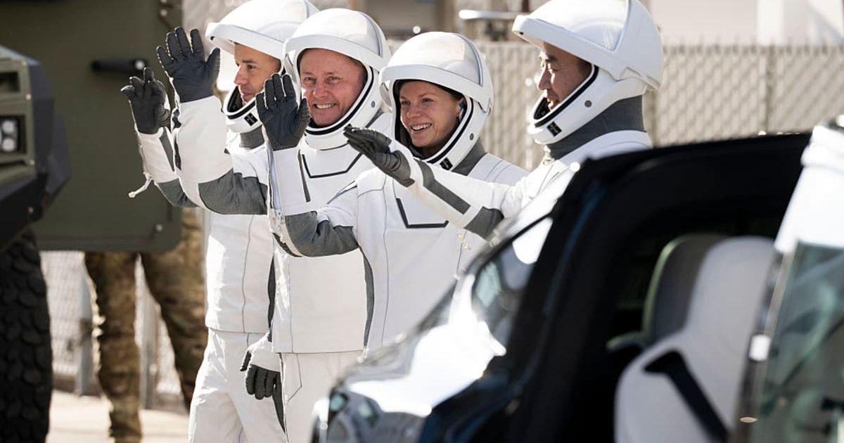 (R-L) JAXA (Japan Aerospace Exploration Agency) astronaut Kimiya Yui, NASA astronauts Zena Cardman and Mike Fincke, and Roscosmos cosmonaut Oleg Platonov as part of the Crew-11 mission (Cover Image Source: Getty Images | Joel Kowsky/NASA)