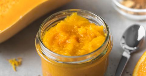 Pumpkin puree in a glass jar