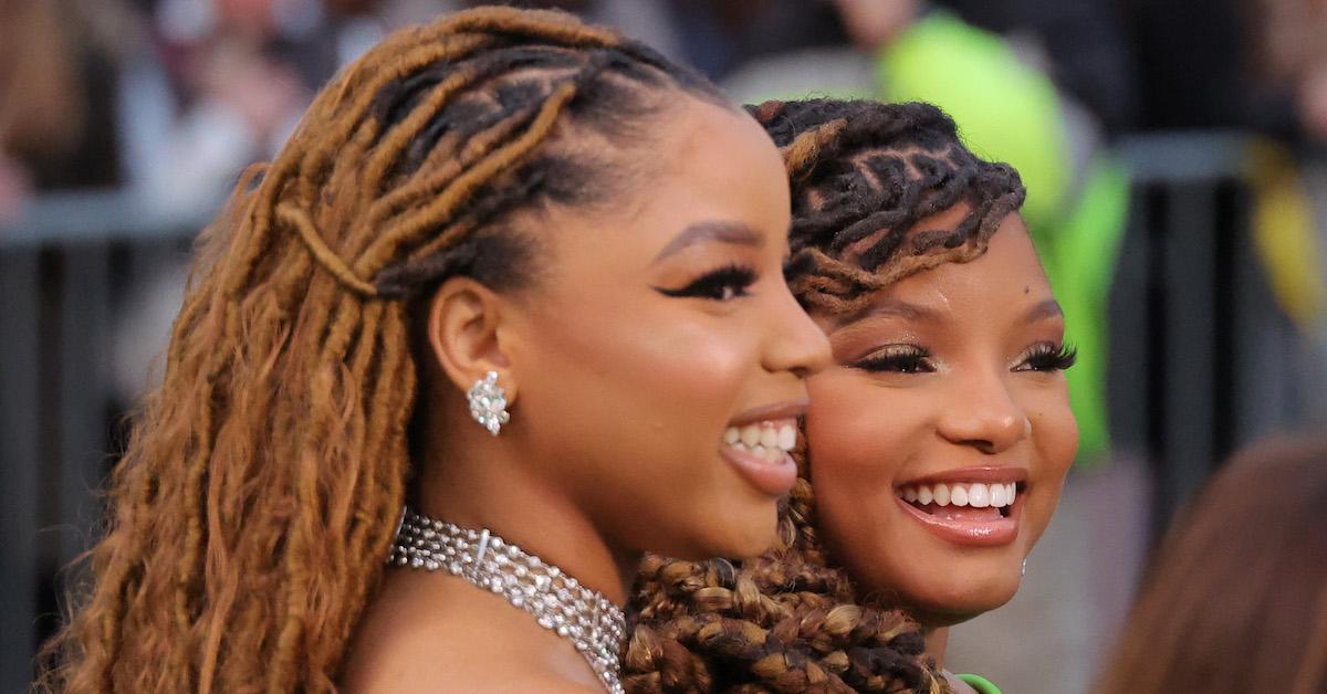 Chloe x Halle on a red carpet, close up.