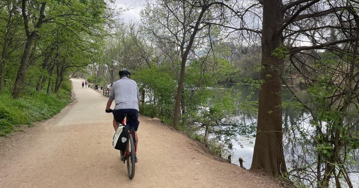 Biking along the Ann and Roy Butler Hike and Bike Trail