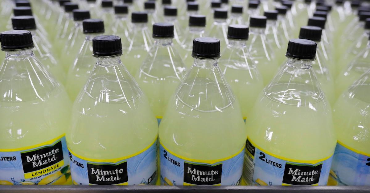 Bottles of Minute Maid Lemonade move down a production line at a Coco-Cola bottling plant on Feb. 10, 2017 in Salt Lake City, Utah.