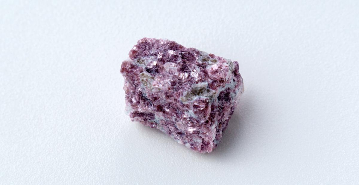 Small plum colored lepidolite crystal.
