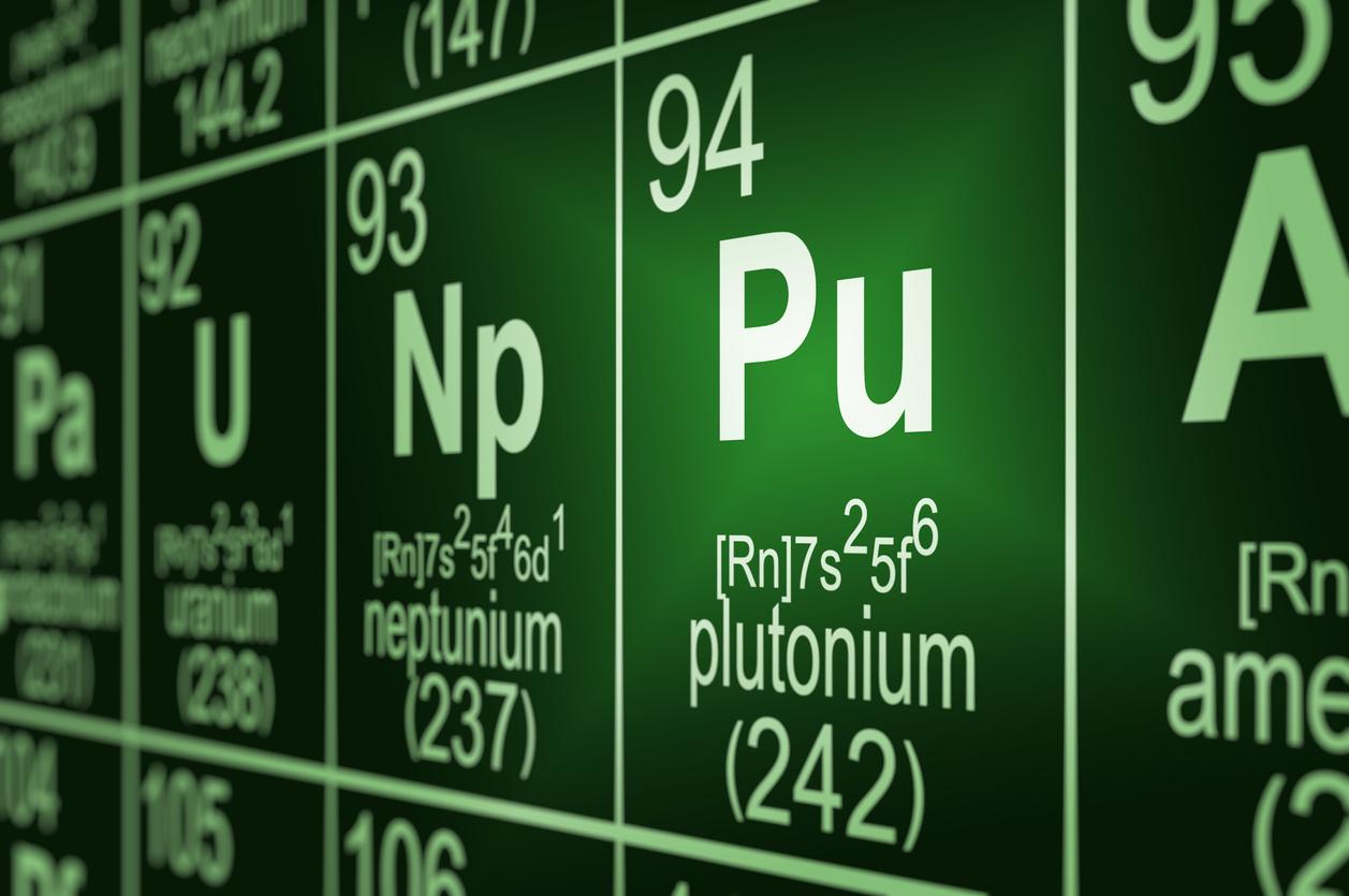 The element plutonium is highlighted on a periodic table graphic.