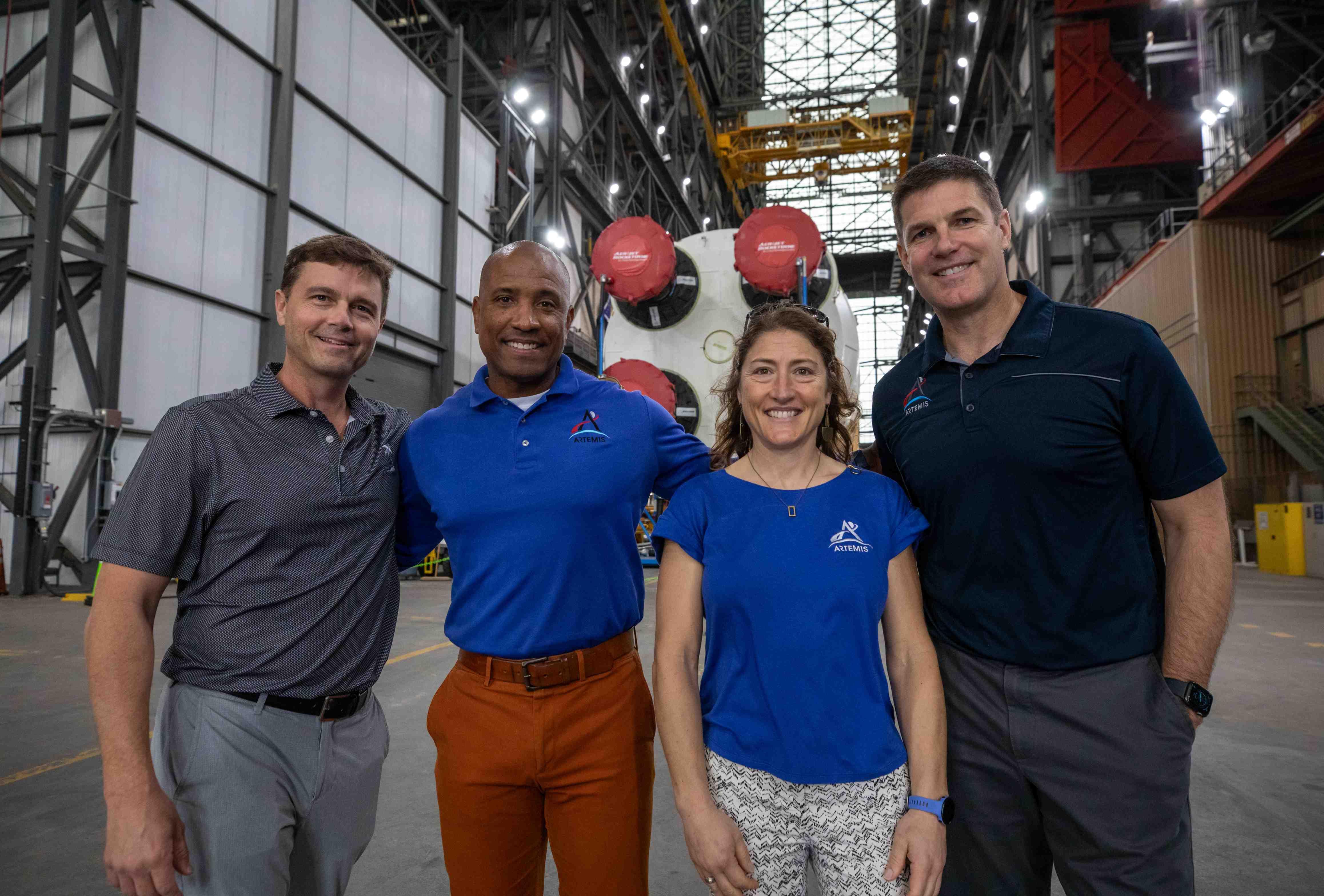The Artemis II astronaut crew poses at NASA's Kennedy Space Center on Nov. 19, 2024.