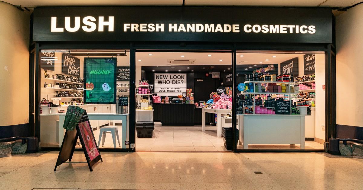 A Lush Cosmetic storefront inside of a mall