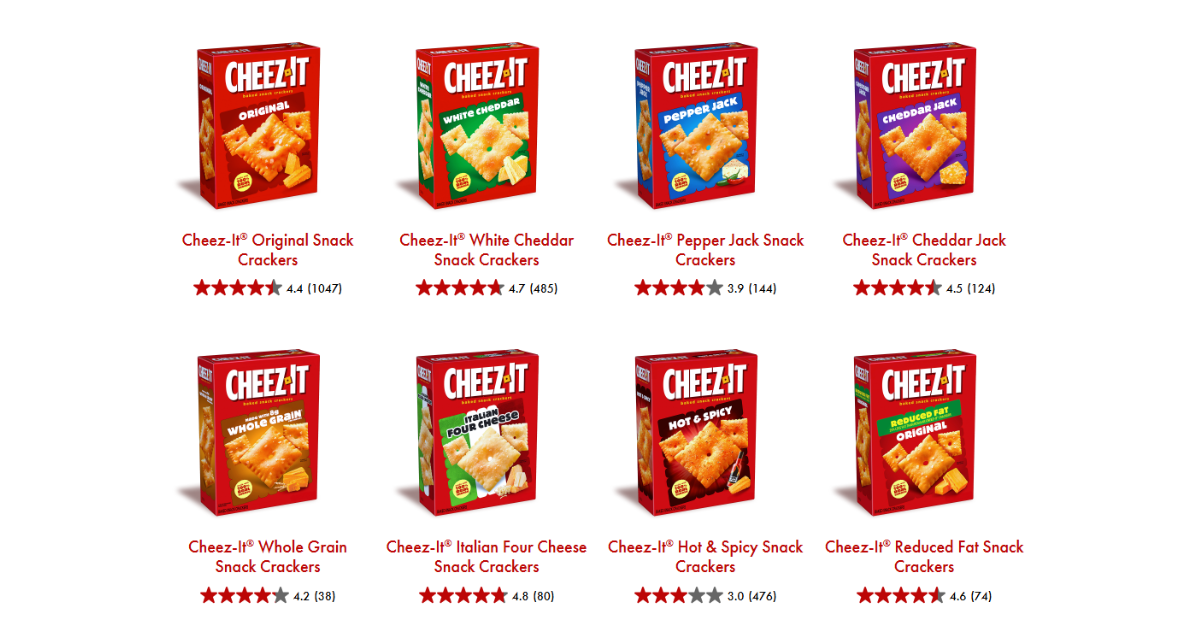 Examples of some of the Cheez-It varieties already sold in stores