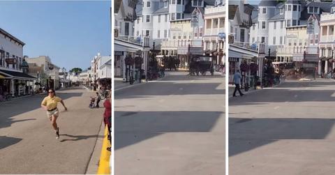 Screenshots of a Mackinac horse carriage wreck.