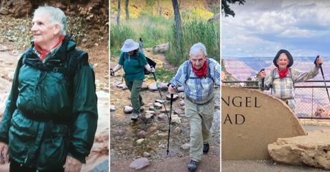 Screenshots from a news story on Alfredo's Grand Canyon rim to rim hike.