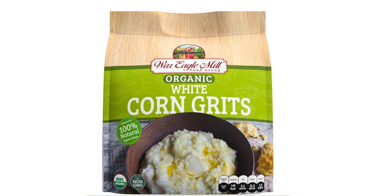 white corn grits in a bag